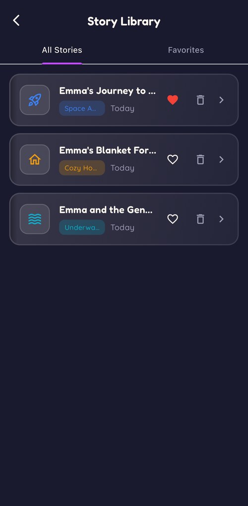 Story library with saved favorites