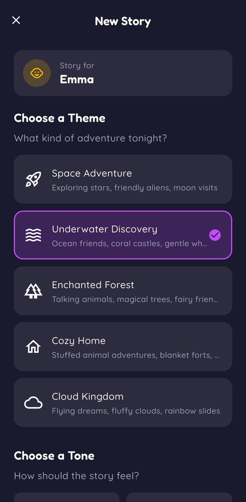 Choose from 5 magical story themes